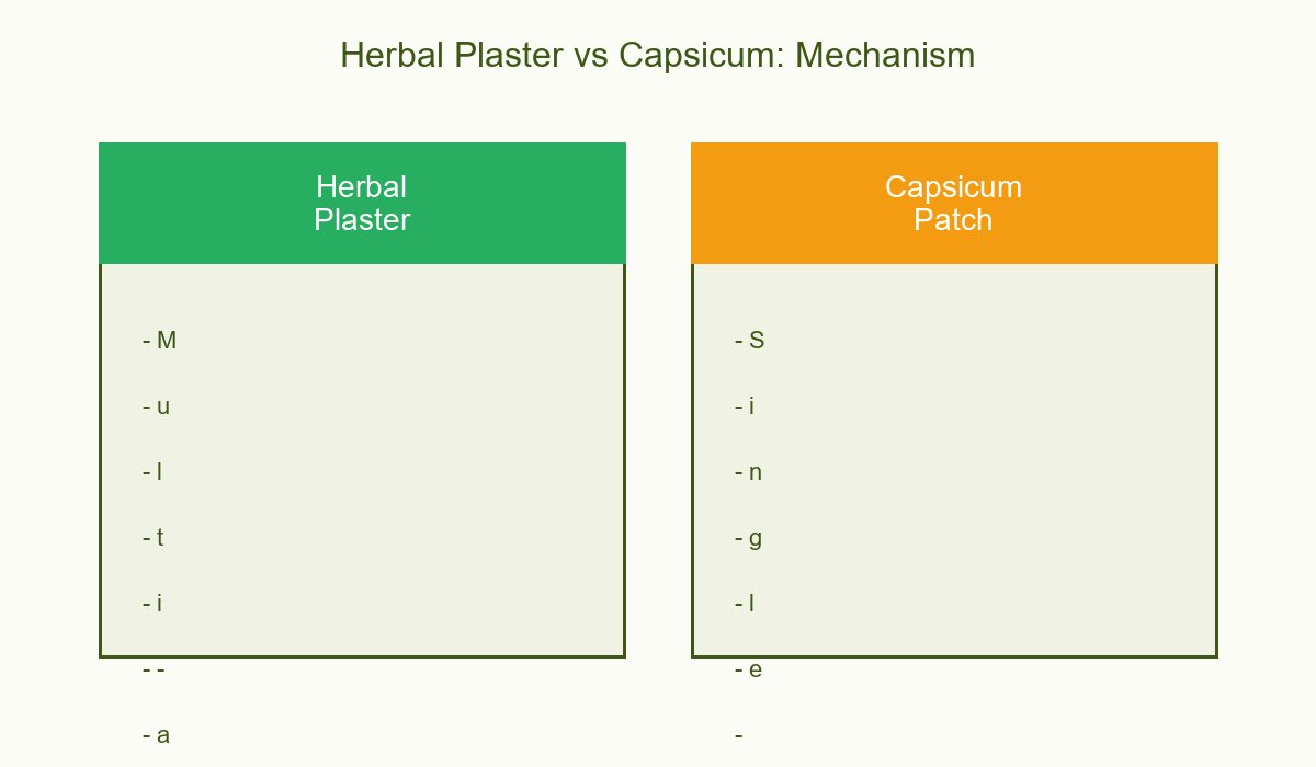 Herbal Plaster vs Capsicum Mechanism Comparison